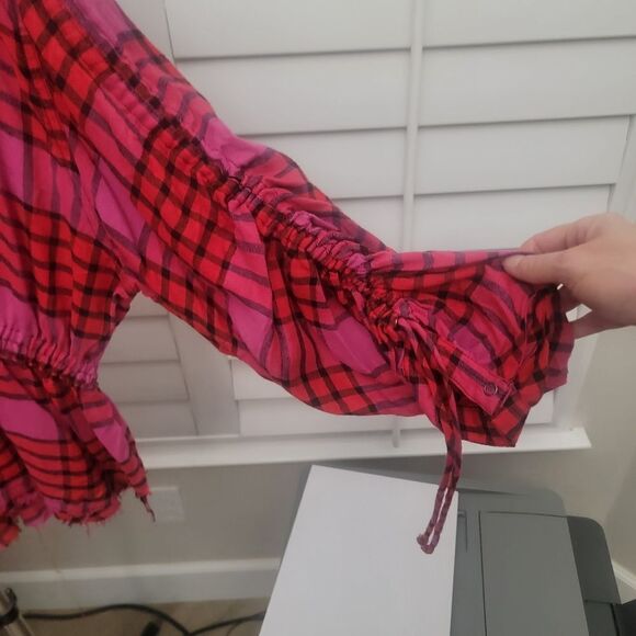 Free People Pacific Dawn Plaid Top. Size S. NWT. - Picture 5 of 10
